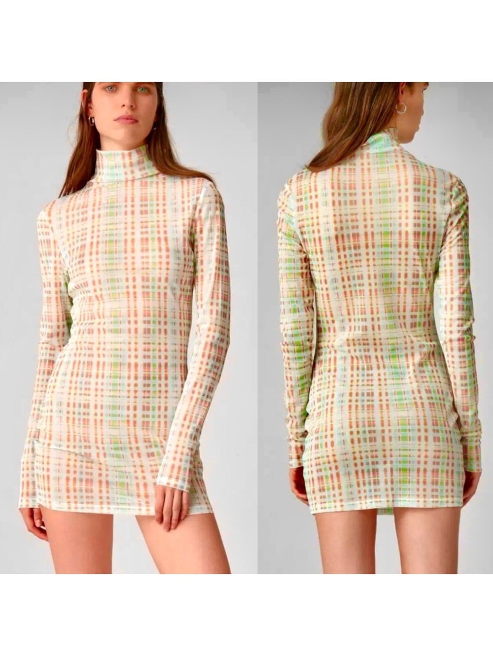 🔥 Atoir Pastel Plaid Long-Sleeve Mesh Mini Dress 🔥